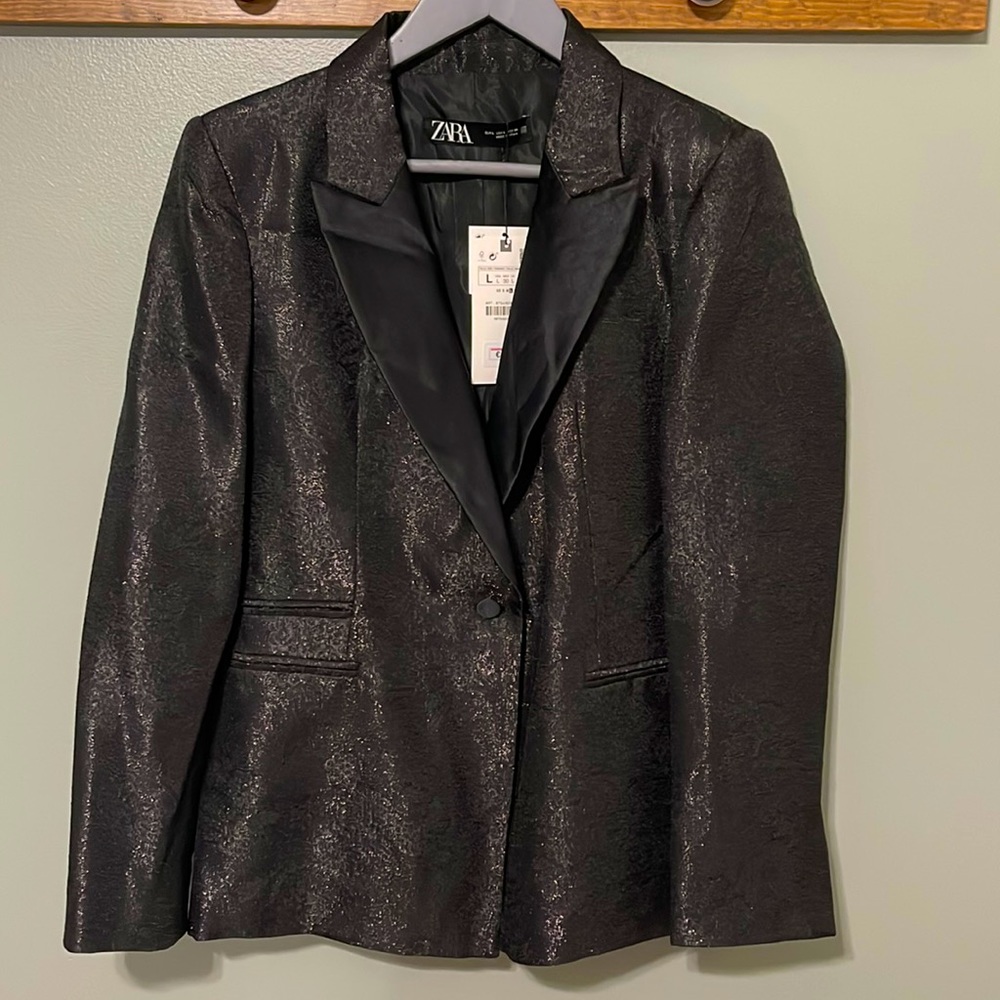 Black sparkly ZARA fashion jacket/blazer